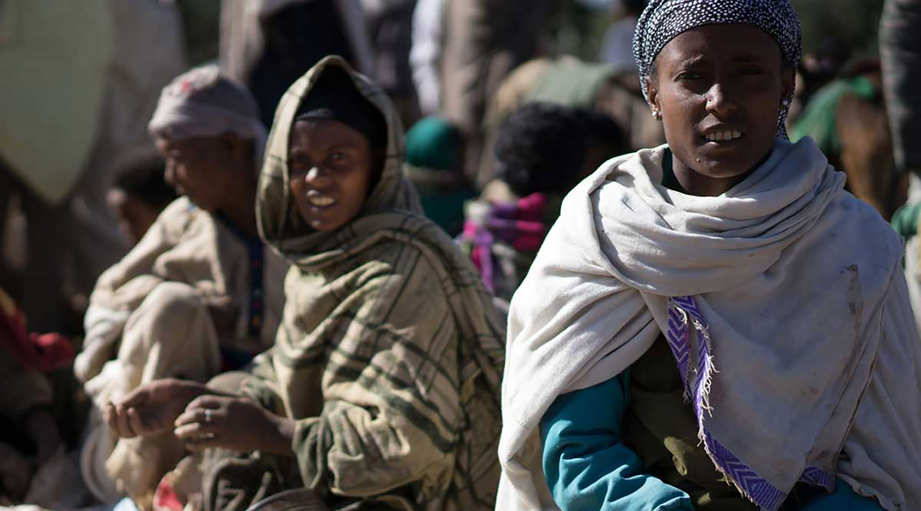 Women in a street market in Ethiopia